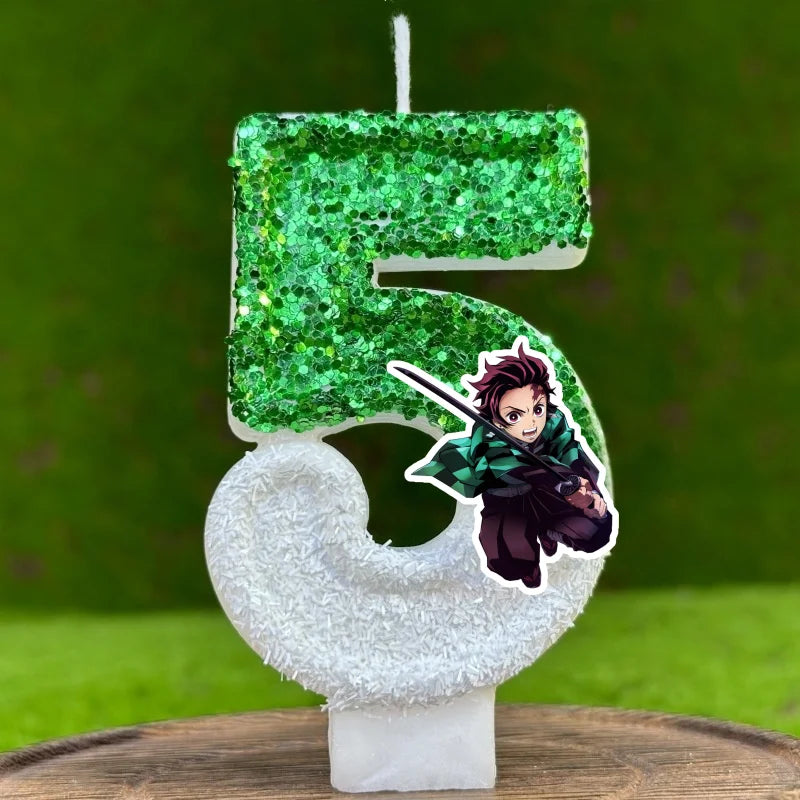 Demon Slayer Tanjirou Digital Candle Number 0-9 Kids Birthday Cake Decoration Supplies Cartoon Anime Party Accessories Supplies