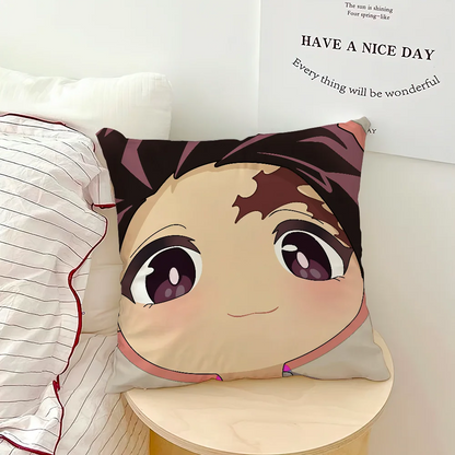 anime manga art chibi D-DemonS S-SlayerS cushion cover soft Pillow Case for Sofa Living Room Home office Decor Protective Covers