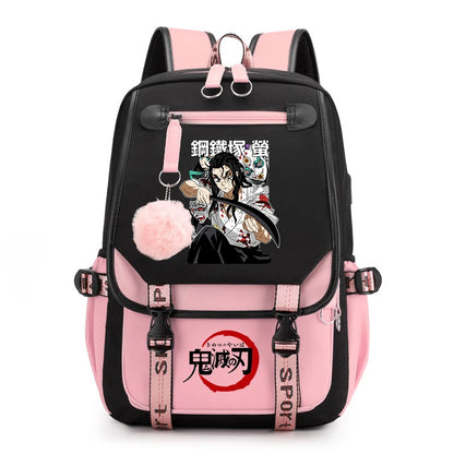 Demon Slayer Anime Print Backpack for Girls Casual School Bookbag Lightweight Teen Travel Rucksack