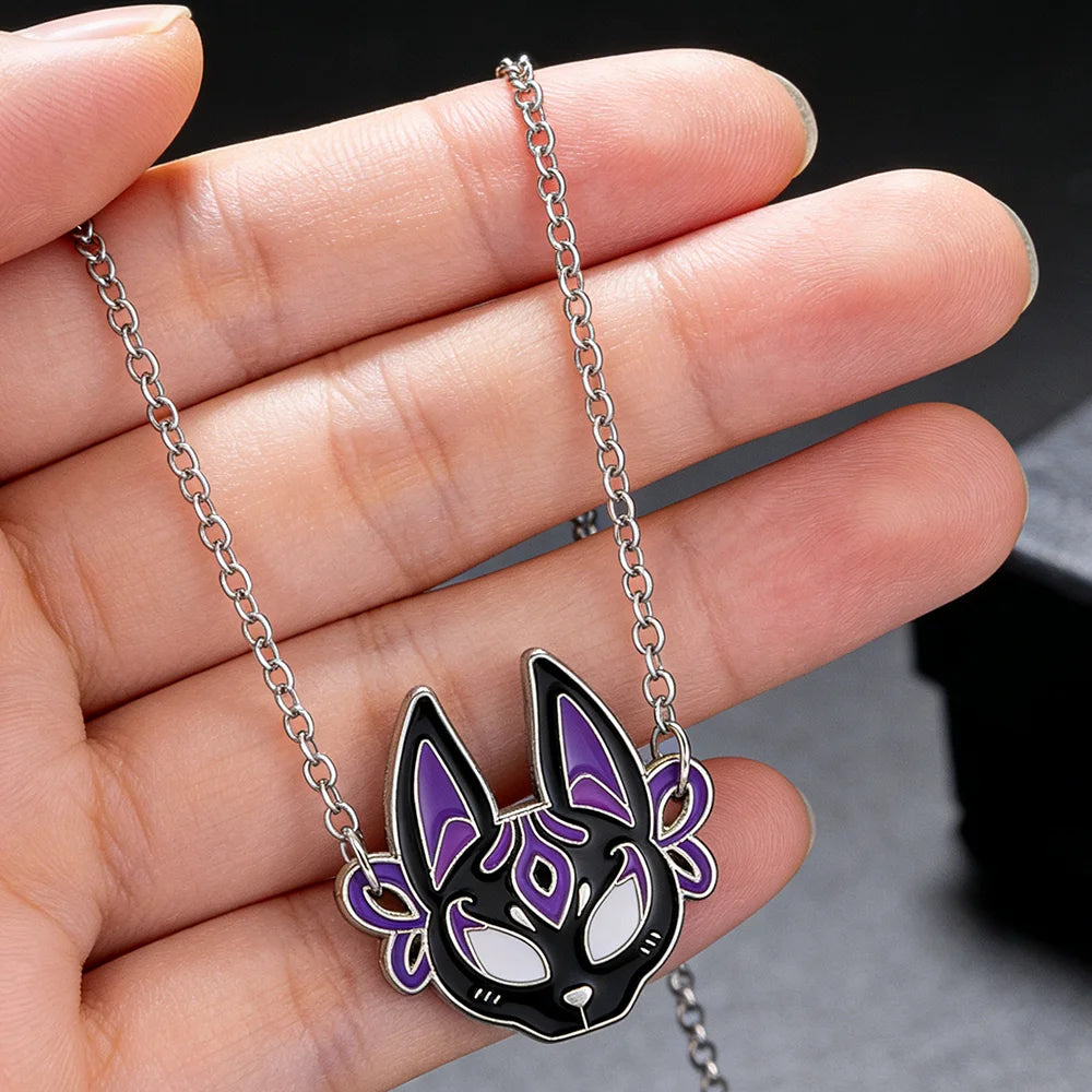 Demon Slayer fox Mask Pendant Necklace, Demon Slayer Pendant Accessory Suitable for Cosplay Accessories