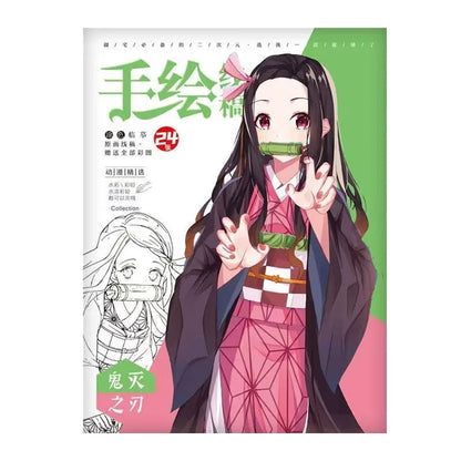 24pcs DEMON SLAYER Characters Colorful Cartoon Art Book for Drawing and Improving Your Skills