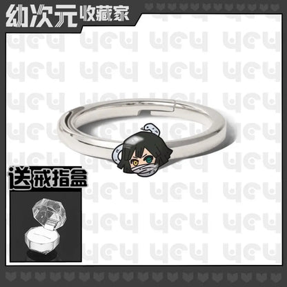 Demon Slayer Douma Tokitou Muichirou Tomioka Giyuu 2D Ring Fashion Personalized Cosplay Accessories Anime Original Niche Gift