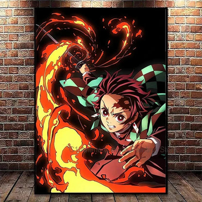 Japanese Anime Demon Slayer Wall Art Poster Nezuko and Tanjiro Home Decor Prints Living Room Bedroom Canvas Painting Mural Gifts