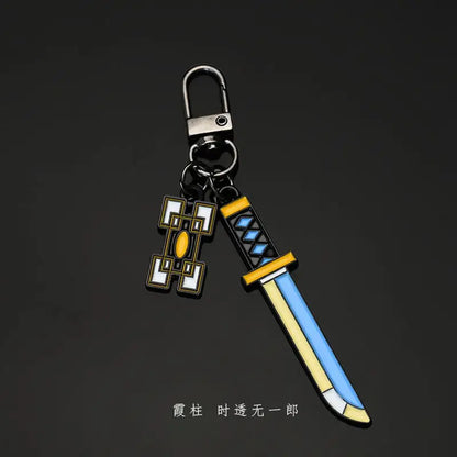 Demon Slayer Kanroji Mitsuri Tokitou Muichirou Iguro Obanai High Value Creative Metal Keychain Boy Backpack Pendant Decoration