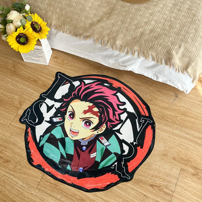 Anime Demon Slayer Tanjirou Area Rugs Bedroom Home House Deco Door Floor Anti-slip Mats Kids Birthday Gift Hanging Rugs