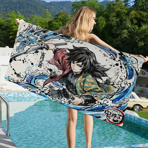 Anime D-DemonS Slayer Microfiber Blanket Quick Drying Beach Towels Oversized Printing Super Absorbent Pool Towel Blanket