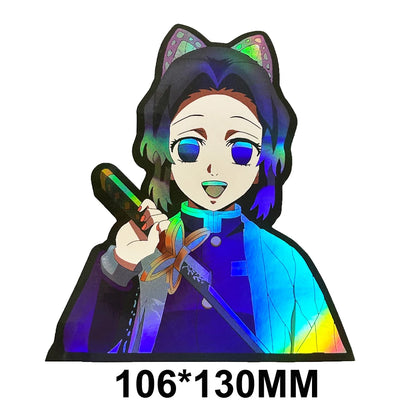 Demon Slayer Cartoon Holographic Anime Laser Stickers Motorcycle Anime Lenticular Car Window Sticker For Laptop Hot（25 designs）