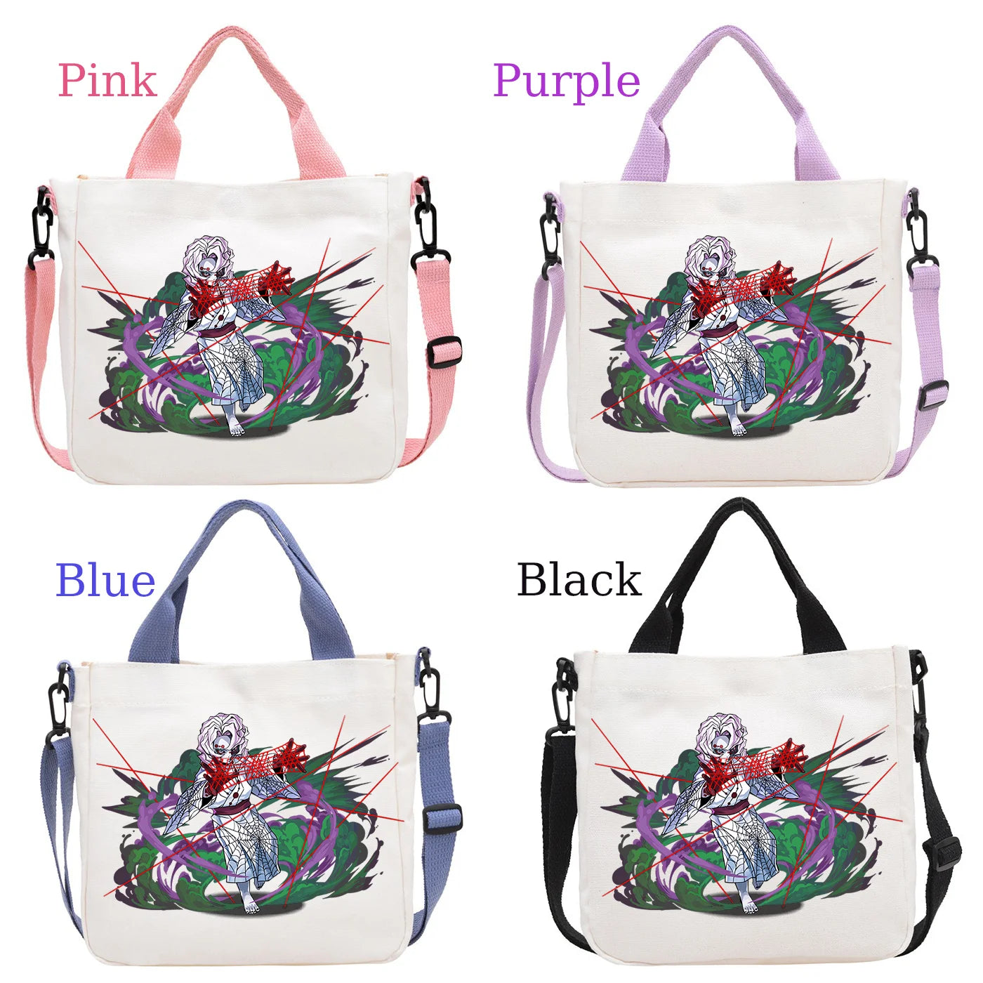 Demon Slayer Kamado Nezuko Tanjirou Anime Cartoon Crossbody Bag Commuting Shoulder Bag Canvas Tote Bags Handbag Birthday Gift