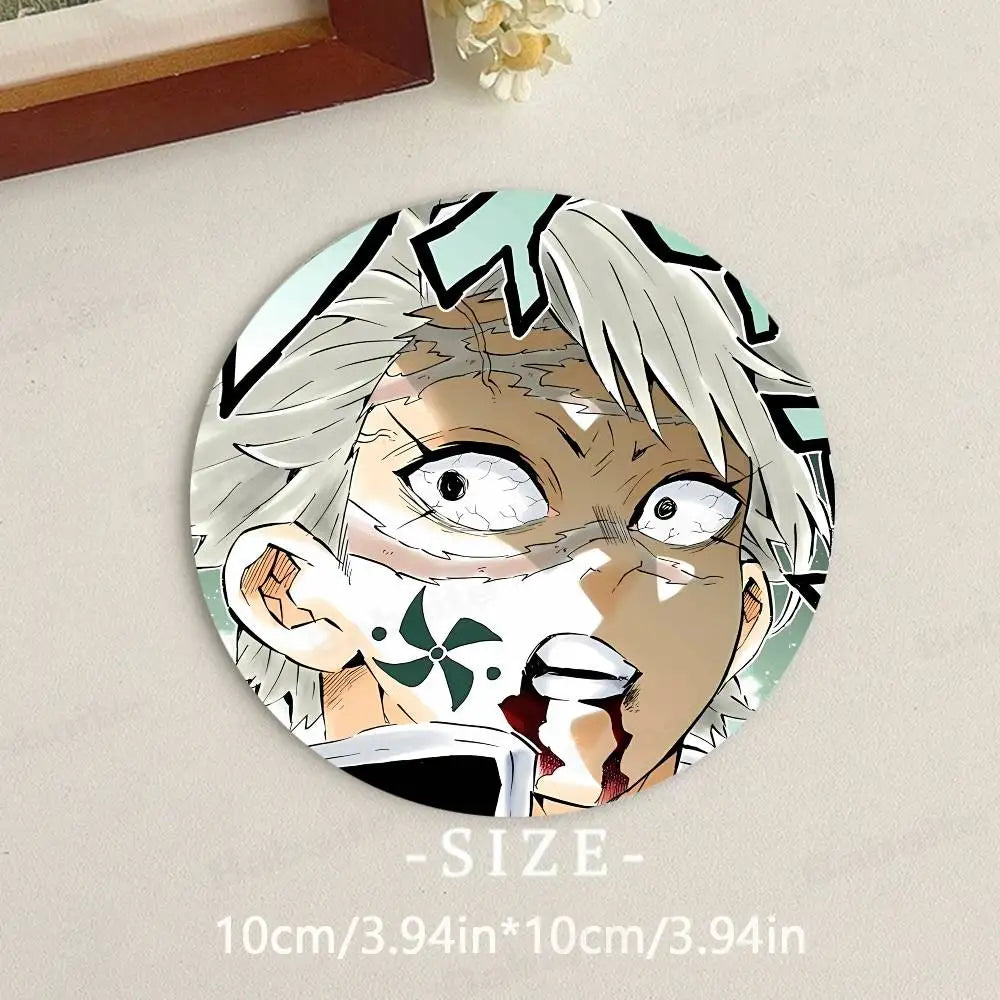 Cartoon Character Shinazugawa Sanemi Wood Coasters Round Coaster Non-slip Heat Insulation Coffee Mats Home Accessories Kitchen
