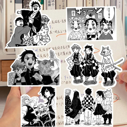 10/65pcs Anime Demon Slayer Black and White Stickers DIY Bike Travel Luggage Laptop Graffiti Cool Cartoon Kamado Nezuko Sticker