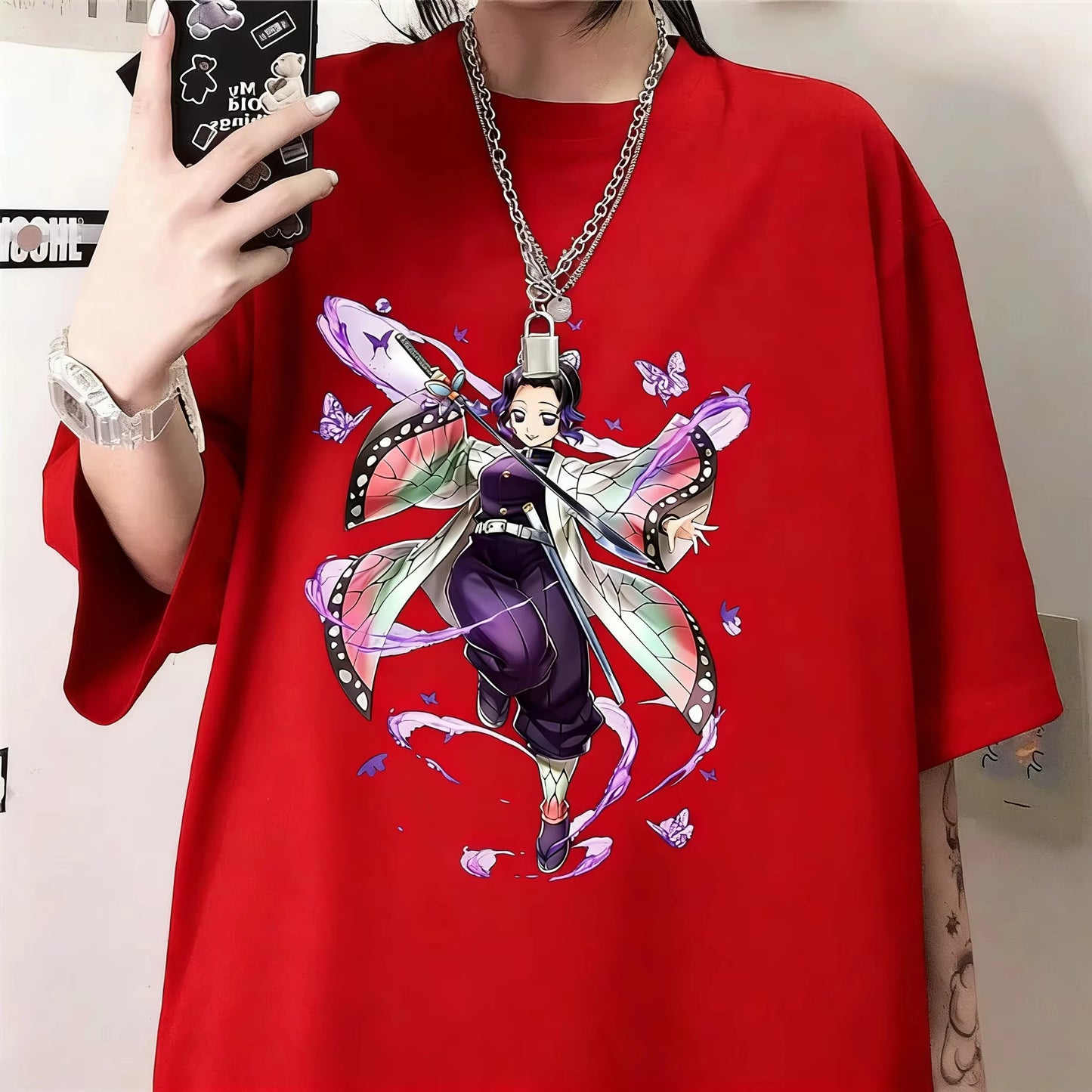 Summer Demon Slayer Shinobu Anime Printed T-shirt  Men Women Fashion Y2K Top Harajuku Style 2026 New Men's Clothing T Shirt