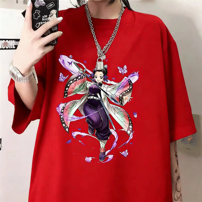 Summer Demon Slayer Shinobu Anime Printed T-shirt  Men Women Fashion Y2K Top Harajuku Style 2026 New Men's Clothing T Shirt