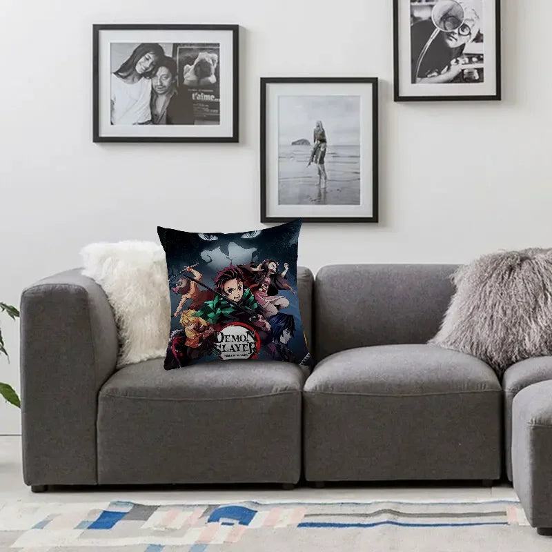 Pillow Demon Slayer Cushion Cover 45*45 Pillowcase Decorative Pillows for Sofa Pilow Cases Pillowcases 50x50 Car Decoration Body