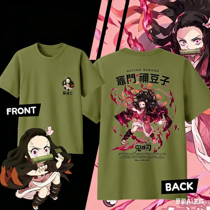 Demon Slayer Kamado Nezuko Pure Cotton T-shirt for 2026 Summer Kids/Men's/Women's Fashion Casual Cosplay Short Sleeved T-shirt