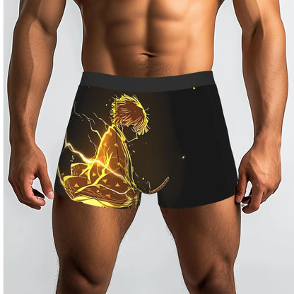 Kyojuro Rengoku Blood Splash Anime Bandai Demon Slayer Underpants Homme Panties Men's Underwear Comfortable Shorts Boxer Briefs