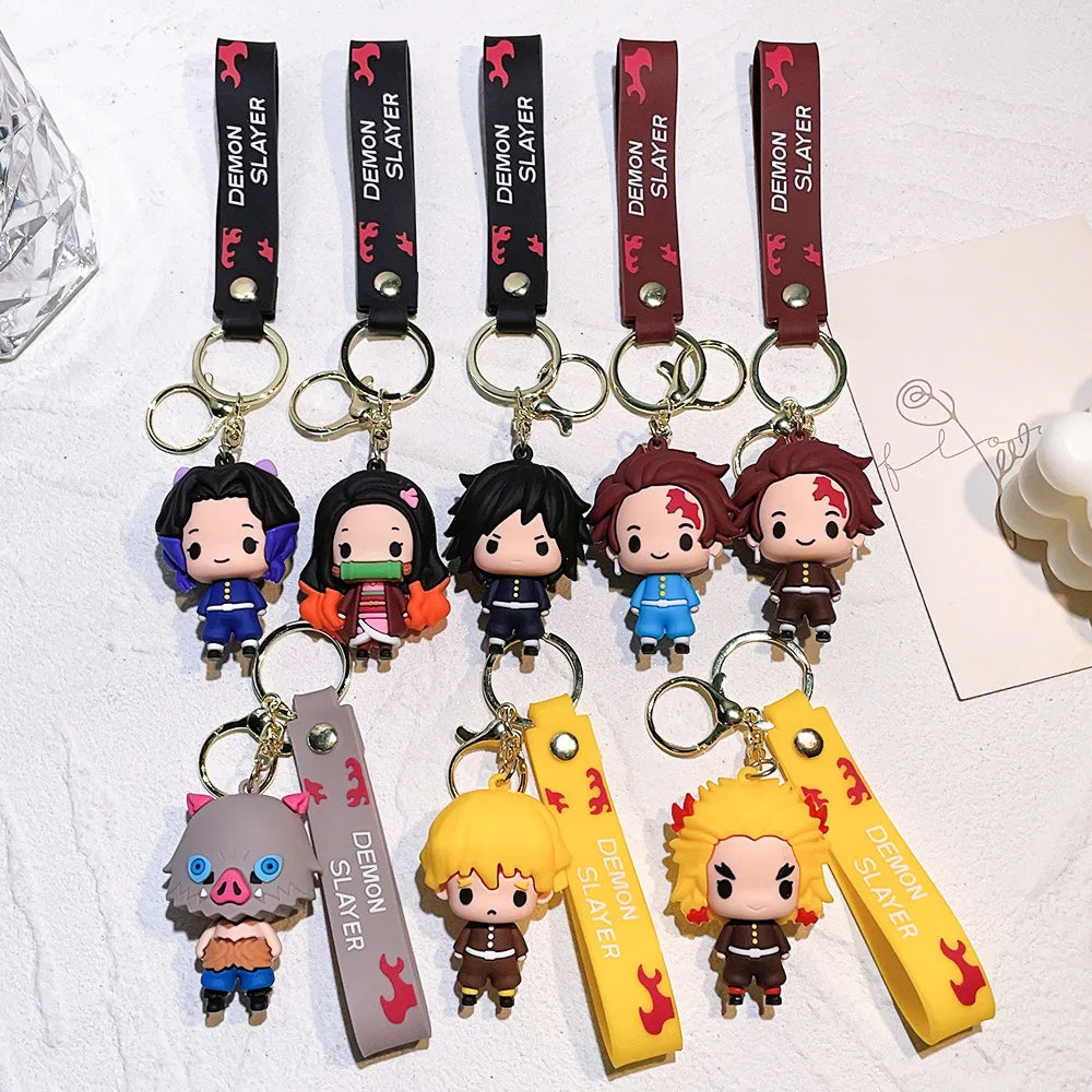41 Styles Demon Slayer Kimetsu No Yaiba Blade of Ghost Keychain Cute Characters Bag Decor Car Key Chain Ring Fans Gift