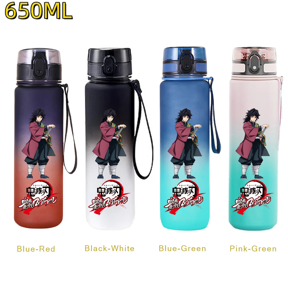 650ML Demon Slayer Kamado Tanjirou Rengoku Kyoujurou Portable Sports Water Bottle Leak Proof Outdoor Travel Sports Fitness Jugs