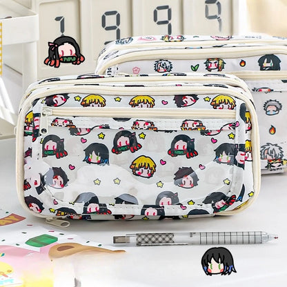 Demon Slayer Anime Kawaii Stationery Holder Bag Pen Case Students School Supplies Cartoon Cute Simple Style Stationery Box