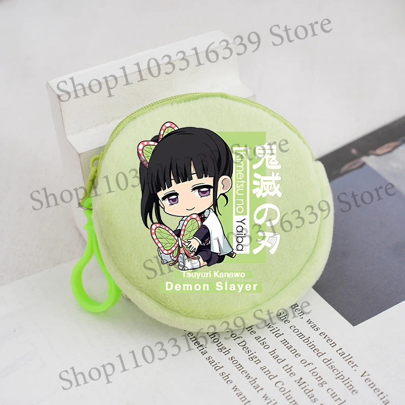 Demon Slayer Coin Purse Anime Figure Tanjiro Nezuko  Giyu Tomioka Wallet Key Earphones Storage Pouch Cute Round Mini Zero Wallet