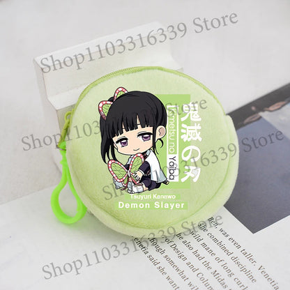 Demon Slayer Coin Purse Anime Figure Tanjiro Nezuko  Giyu Tomioka Wallet Key Earphones Storage Pouch Cute Round Mini Zero Wallet