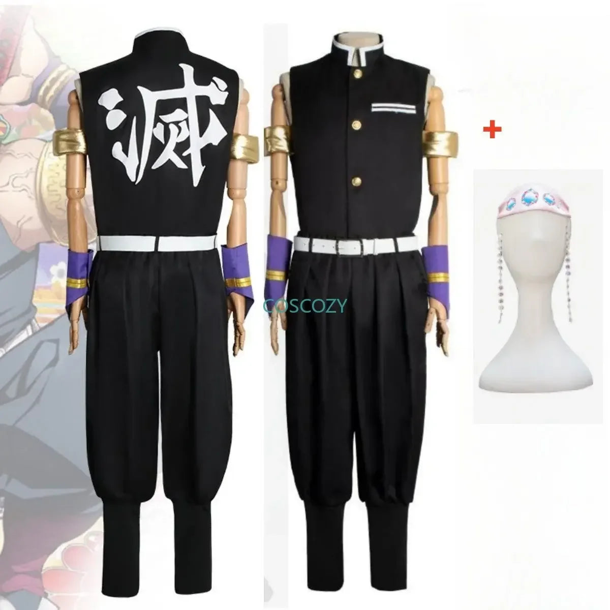 Anime Uzui Tengen Cosplay Costume Demon Killer Team Uniform Men Adult Carnival Anime Clothes Wig Tattoo Stickers Cosplay Costume