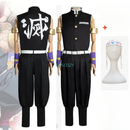 Anime Uzui Tengen Cosplay Costume Demon Killer Team Uniform Men Adult Carnival Anime Clothes Wig Tattoo Stickers Cosplay Costume