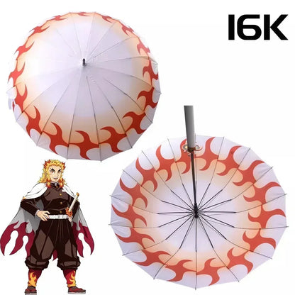 Demon Slayer Katana Umbrella Kimetsu Long Rain Parasol UV Blocking Anime Samurai Style Cosplay Display Photo Prop Long Handle