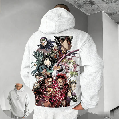Demon Slayer Muichiro Tokito Large Size Fleece Hoodie Loose New Autumn Winter Men's and Women's Parent-Child Versatile Jacket