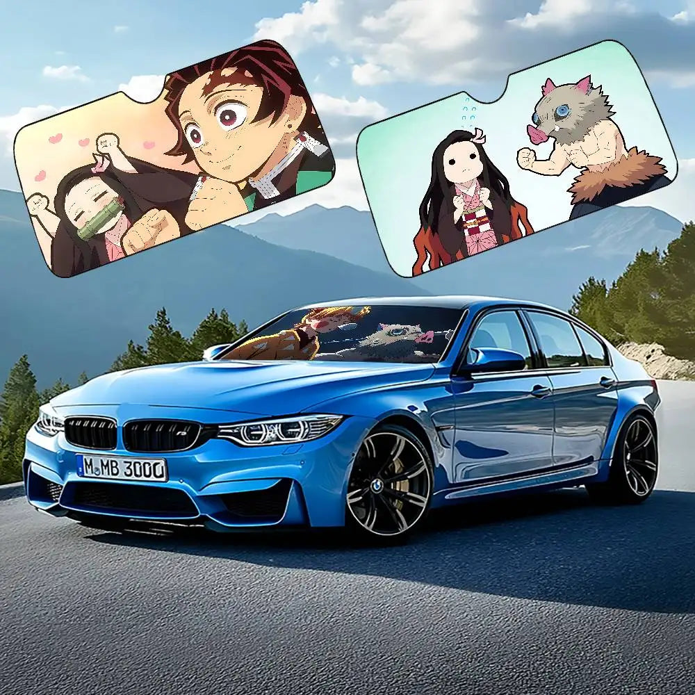 I-Inosukes Zenitsus T-Tanjiros Car SunShade Windshield Cover UV Protection Auto Visor Accessories For Cars