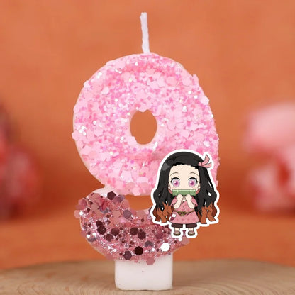 Demon Slayer Theme Digital Candle Number 0-9 Kids Birthday Cake Decoration Supplies Cartoon Party Accessories Supplies