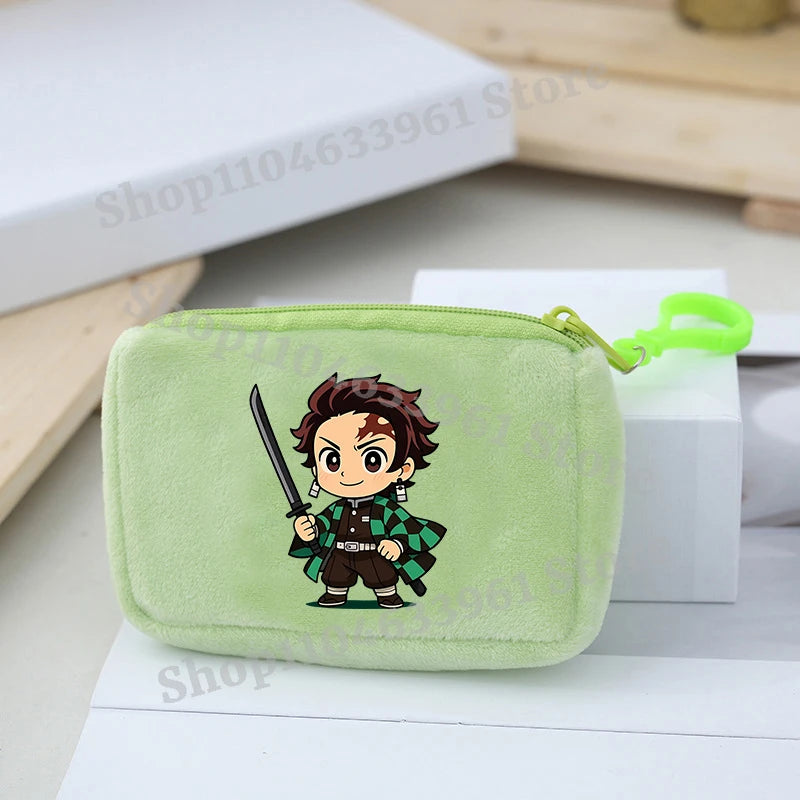 Demon Slayer Coin Purse Kimetsu No Yaiba Boy Girl Anime Cartoon Small Wallet Portable Mini Storage Bags Pendant Plush Coin Purse
