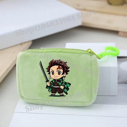 Demon Slayer Coin Purse Kimetsu No Yaiba Boy Girl Anime Cartoon Small Wallet Portable Mini Storage Bags Pendant Plush Coin Purse