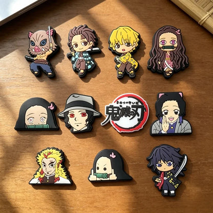 Cartoon Cute 11Pcs Demon Slayer Collection Charms Diy Decorations Decorations Sandal Decorate for Crocs Party Gift