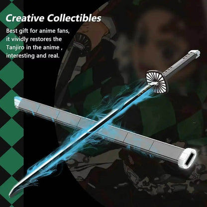 Anime Cosplay Swords Building Set, 759 Piece,One Gray Ichimonji Yamato Sword 39IN TanjiroSword Katana with Scabbard and Bracket
