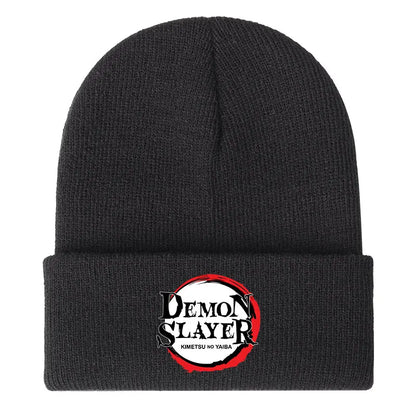 Demon Slayer Print Children Knitted Hat Autumn Winter Boy Girl Knit Warm  Beanie Hat Soft Stretch Men Women Casual Cap