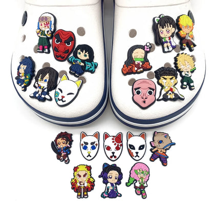 11-31pcs Hot Toys Japanese Popular Manga Demon Series Shoe Charms Cartoon Clog Sandal Shoes Accessories Decoration Kids Gifts