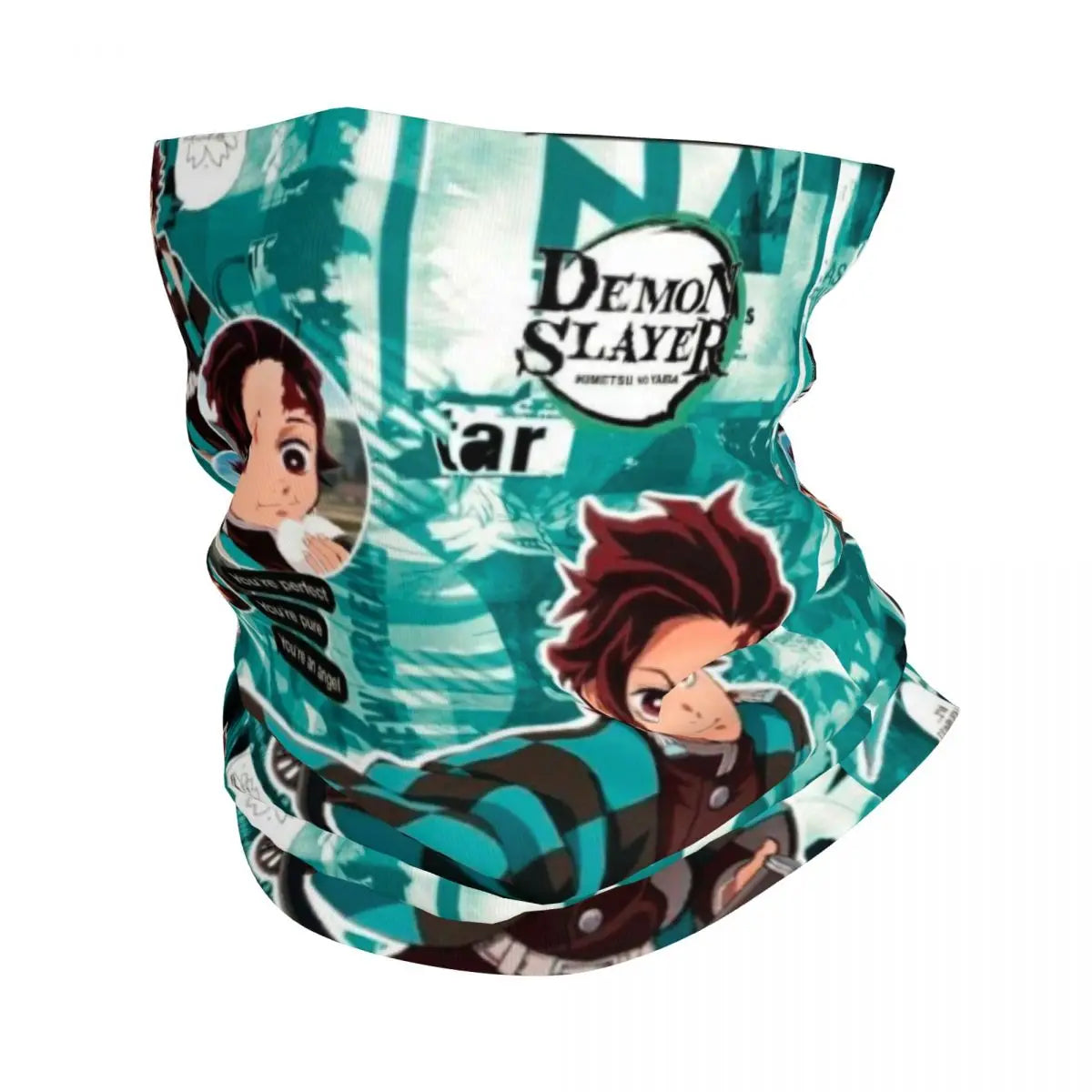 Custom Manga Demon Slayer Bandana Neck Gaiter for Hiking Camping Men Women Wrap Scarf Kimetsu No Yaiba Balaclava Warmer