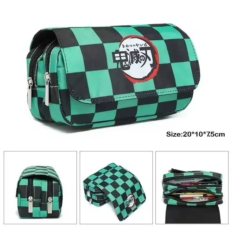 1PCS Demon Slayer  Anime Pen Bag Student Storage Bag Tanjirou Nezuko Zenitsu Giyuu Cartoon Pen Box Cute Boys Girls Pencil Case