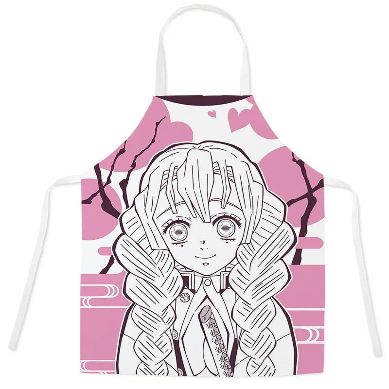 New Demon Slayer Apron Anime Cartoon Nezuko Tanjiro Linen Sleeveless Apron Kitchen Home Waist Studio Baking Studio Apron Gift