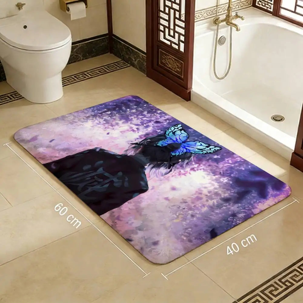 Anime Demon Slayer Bathroom Mat Kids Room Bedroom Decoration Balcony Anti-Slip Doormat Living Room Welcome Rug