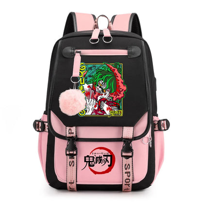 Demon Slayer Anime Print Backpack for Girls Casual School Bookbag Lightweight Teen Travel Rucksack