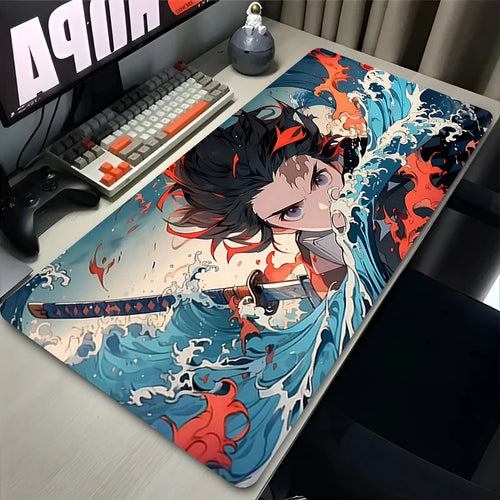 Anime MousePad Gamer New Large Custom Kamado Tanjiro Mousepad D-demon Slayer Desk Mat Office Computer Accessories Mouse Mat