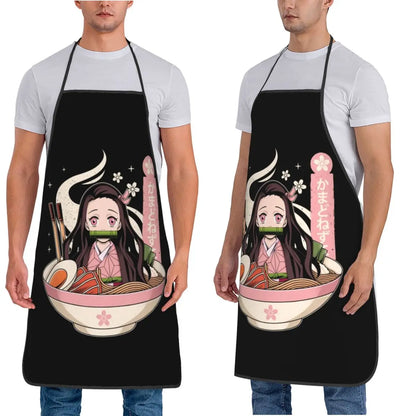 Nezuko Ramen Fan Art Demon Slayer Aprons Chef Cooking Cuisine Tablier Waterproof Bib Kitchen Cleaning Pinafore
