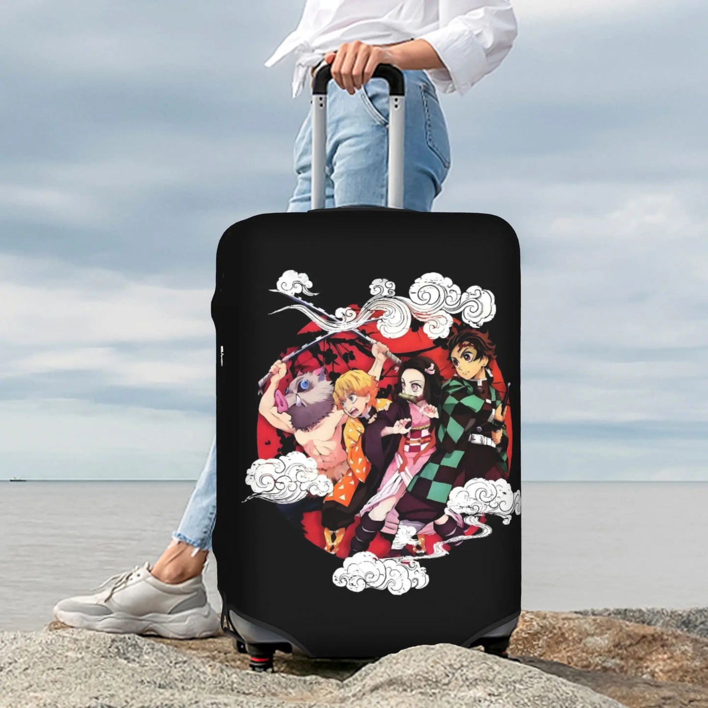 Manga Demon Slayer Luggage Cover Elastic Kimetsu No Yaiba Travel Suitcase Protective Covers Suit For 18-32 inch