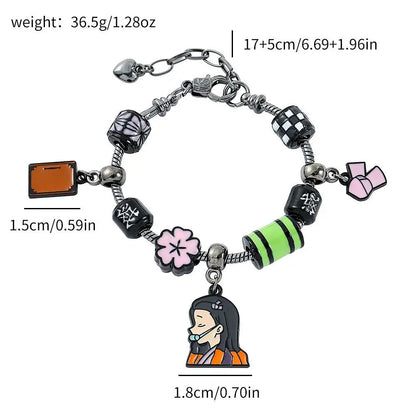 Fashion Hot Sale Japanese Anime Demon Slayer Kimetsu no Yaiba Tanjiro Nezuko Pendant Charm Bracelet Pandora Style Bracelet