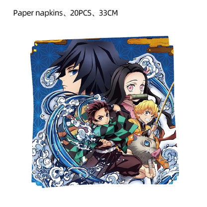 Demon Slayer Birthday Party Background Cloth Banner Balloons Paper Plates Napkins Tablecloth For Holiday Party Decor Supplies