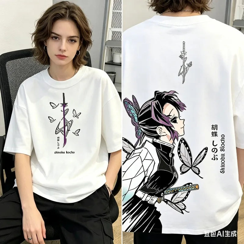 2026 Trendy Demon Slayer Anime Printed Men and Women T-shirt Summer Casual Parent Child Top Street Fashion Cotton Harajuku Y2K