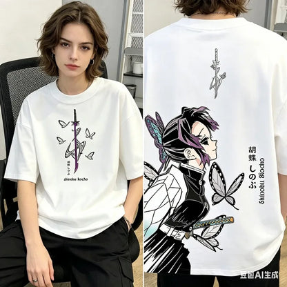 2026 Trendy Demon Slayer Anime Printed Men and Women T-shirt Summer Casual Parent Child Top Street Fashion Cotton Harajuku Y2K