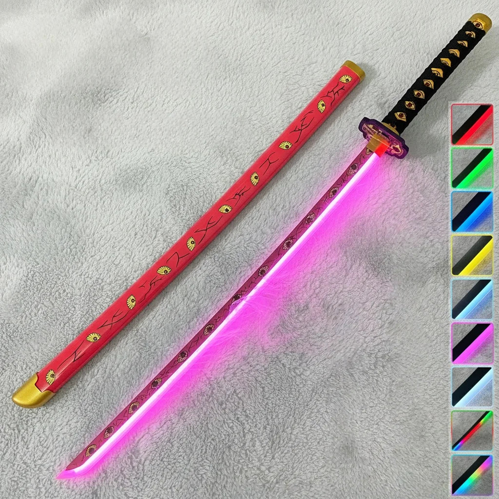 40inch Demon Slayer Kokushibo Katana LED Mist Original Lightsabre Real Katana Wood Vapor Cosplay Prop Schwert Vapour Toy Gift