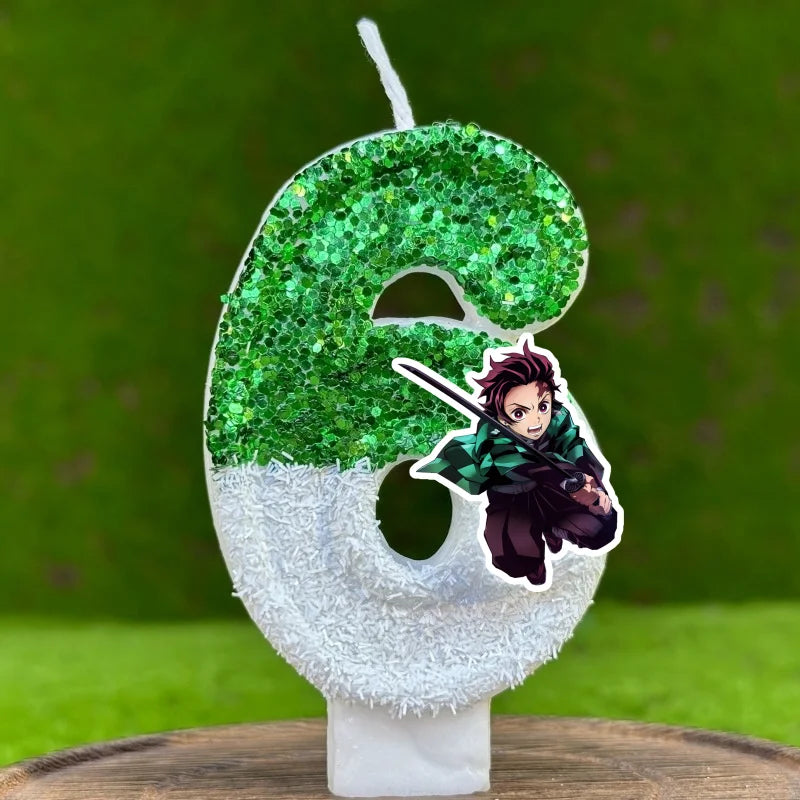 Demon Slayer Tanjirou Digital Candle Number 0-9 Kids Birthday Cake Decoration Supplies Cartoon Anime Party Accessories Supplies